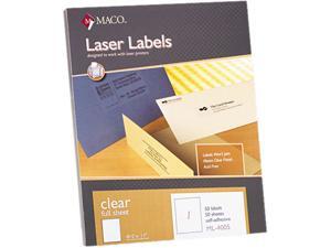 Maco ML-4005 Matte Clear Laser Labels, 8-1/2 x 11, 50/Box Maco ML-4005 Matte Clear Laser Labels, 8-1/2 x 11, 50/Box