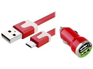Insten 1354709 Red Dual USB Mini Car Charger Adapter with Red Micro USB 2-in-1 Noodle Cable Insten 1354709 Red Dual USB Mini Car Charger Adapter with Red Micro USB 2-in-1 Noodle Cable