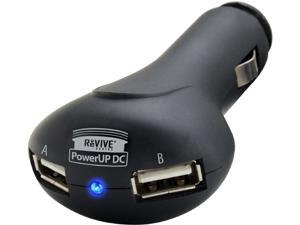 Universal Dual USB Car Charger with DC Adapter , 2.1A Rapid Charge Output & Compact Design by ReVIVE Universal Dual USB Car Charger with DC Adapter , 2.1A Rapid Charge Output & Compact Design by ReVIVE