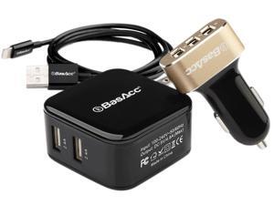 BasAcc 2117804 3.3-Feet Lightning (Apple MFi Certified) USB Cable + 2-Port 4.8A AC Wall + 3-Port 6.6A Car Charger for iPhone 6 5 iPad Air Mini, Black BasAcc 2117804 3.3-Feet Lightning (Apple MFi Certified) USB Cable + 2-Port 4.8A AC Wall + 3-Port 6.6A Car Charger for iPhone 6 5 iPad Air Mini, Black