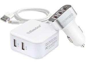 BasAcc 2117805 3.3-Feet Lightning USB Cable (Apple MFi Certified) + Dual Port 4.8A Travel + 3-Port 6.6A Car Charger for iPhone 6 iPad Air Mini, White BasAcc 2117805 3.3-Feet Lightning USB Cable (Apple MFi Certified) + Dual Port 4.8A Travel + 3-Port 6.6A Car Charger for iPhone 6 iPad Air Mini, White
