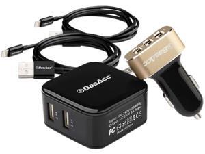 BasAcc 2117808 2-Pack 3.3-Feet Lightning (Apple MFi Certified) USB Cable + 2-Port 4.8A AC Wall + 3-Port 6.6A Car Charger for iPhone iPad Air Mini, Black BasAcc 2117808 2-Pack 3.3-Feet Lightning (Apple MFi Certified) USB Cable + 2-Port 4.8A AC Wall + 3-Port 6.6A Car Charger for iPhone iPad Air Mini, Black