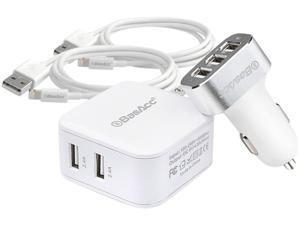 BasAcc 2117809 2-Pack 3.3-Feet Lightning USB Cable (Apple MFi Certified) + Dual Port 4.8A Wall + 3-Port 6.6A Car Charger for iPhone iPad Mini Air, White BasAcc 2117809 2-Pack 3.3-Feet Lightning USB Cable (Apple MFi Certified) + Dual Port 4.8A Wall + 3-Port 6.6A Car Charger for iPhone iPad Mini Air, White