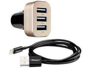 BasAcc 2117814 3.3-Feet Lightning (Apple MFi Certified) 8Pin USB Sync Cable + 3-Port 6.6A Car Charger for iPhone 6 5 iPad Air 1 2 Mini 1 2 3, Black BasAcc 2117814 3.3-Feet Lightning (Apple MFi Certified) 8Pin USB Sync Cable + 3-Port 6.6A Car Charger for iPhone 6 5 iPad Air 1 2 Mini 1 2 3, Black
