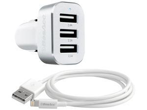 BasAcc 2117815 3.3-Feet Lightning 8-Pin USB Sync Cable (Apple MFi Certified) + 3-Port 6.6A Car Charger for iPhone 6 6 + 5 5S 5C iPad Air Mini, White BasAcc 2117815 3.3-Feet Lightning 8-Pin USB Sync Cable (Apple MFi Certified) + 3-Port 6.6A Car Charger for iPhone 6 6 + 5 5S 5C iPad Air Mini, White