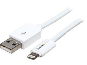 StarTech USBLT3MW White 3m (10ft) Long White Apple 8-pin Lightning Connector to USB Cable for iPhone / iPod / iPad StarTech USBLT3MW White 3m (10ft) Long White Apple 8-pin Lightning Connector to USB Cable for iPhone / iPod / iPad