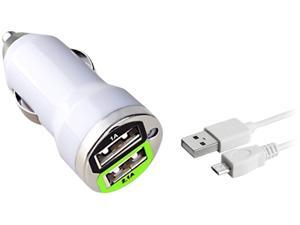 Insten White Micro USB 2- in-1 Cable 3FT+White Dual USB Mini Car Charger Adapter Compatible With Samsung Galaxy Note 2 N7100 N7000 Insten White Micro USB 2- in-1 Cable 3FT+White Dual USB Mini Car Charger Adapter Compatible With Samsung Galaxy Note 2 N7100 N7000