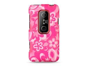 HTC EVO 3D Hot Pink Combo Flower Design Crystal Rubberized Case HTC EVO 3D Hot Pink Combo Flower Design Crystal Rubberized Case