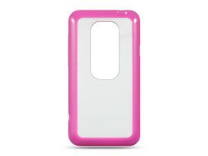 HTC EVO 3D Hot Pink Trim with Clear Hard Back Candy Case HTC EVO 3D Hot Pink Trim with Clear Hard Back Candy Case