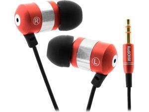 GOgroove AudiOHM Retro Red Earbud Style Headphones with Deep Bass and Interchangeable Noise Isolating Ergonomic Ear Gels (4 Sizes) GOgroove AudiOHM Retro Red Earbud Style Headphones with Deep Bass and Interchangeable Noise Isolating Ergonomic Ear Gels (4 Sizes)