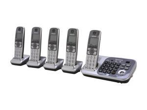 Panasonic KX-TG7745S 1.9 GHz Digital DECT 6.0 Link to Cell via Bluetooth Cordless Phone with Integrated Answering Machine and 5 Handsets Panasonic KX-TG7745S 1.9 GHz Digital DECT 6.0 Link to Cell via Bluetooth Cordless Phone with Integrated Answering Machine and 5 Handsets