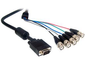 Micro Connectors M05-1075 6 ft. 6 ft VGA / SVGA High Resolution Cable HD15M to (5) BNC Cable M-M Micro Connectors M05-1075 6 ft. 6 ft VGA / SVGA High Resolution Cable HD15M to (5) BNC Cable M-M
