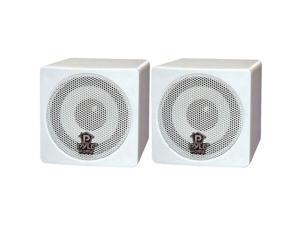 PYLE PCB3WT 2 CH 3" 100 Watt White Mini Cube Bookshelf Speaker Pair PYLE PCB3WT 2 CH 3" 100 Watt White Mini Cube Bookshelf Speaker Pair