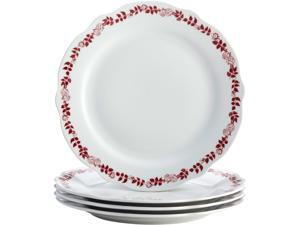 BONJOUR 54272 Dinnerware Yuletide Garland 4-Piece Porcelain Stoneware Fluted Dinner Plate Set, Print BONJOUR 54272 Dinnerware Yuletide Garland 4-Piece Porcelain Stoneware Fluted Dinner Plate Set, Print