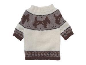 Hand Knitted Dog Sweater with Brown Doggies and Pattern Desgin - S Hand Knitted Dog Sweater with Brown Doggies and Pattern Desgin - S
