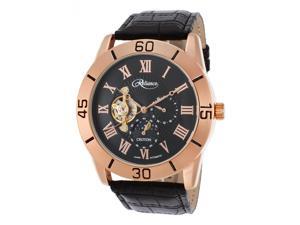Croton Re306080rgbk Men's Reliance Auto Black Leather And Dial Rose-Tone Base Metal Case Watch Croton Re306080rgbk Men's Reliance Auto Black Leather And Dial Rose-Tone Base Metal Case Watch