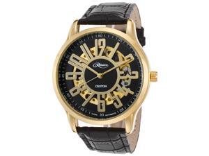 Croton Re306072ylbk Men's Reliance Automatic Black Gen. Leather And Dial Gold-Tone Case Watch Croton Re306072ylbk Men's Reliance Automatic Black Gen. Leather And Dial Gold-Tone Case Watch