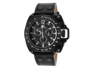 Adee Kaye Ak6566-Bk Men's Trigger Chrono Black Genuine Leather And Dial Black Ip Ss Watch Adee Kaye Ak6566-Bk Men's Trigger Chrono Black Genuine Leather And Dial Black Ip Ss Watch