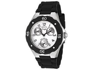 Invicta 0733 Women's Angel Chrono Black Polyurethane White Dial Stainless Steel Watch Invicta 0733 Women's Angel Chrono Black Polyurethane White Dial Stainless Steel Watch