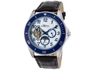 Croton Re306081ssbl-Blh Men's Reliance Auto Black Gen. Leather White Dial Blue Bezel & Hands Watch Croton Re306081ssbl-Blh Men's Reliance Auto Black Gen. Leather White Dial Blue Bezel & Hands Watch