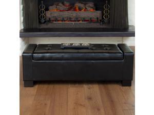 Christopher Knight Home Guernsey Black Leather Storage Ottoman Christopher Knight Home Guernsey Black Leather Storage Ottoman