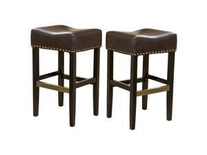 Christopher Knight Home Louigi Brown Backless Leather Bar Stool (Set of 2) Christopher Knight Home Louigi Brown Backless Leather Bar Stool (Set of 2)
