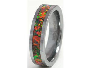 8mm Precious Opal Tungsten Ring Similiar to "Mexican Precious Opal" Red, Orange, Yellow 8mm Precious Opal Tungsten Ring Similiar to "Mexican Precious Opal" Red, Orange, Yellow
