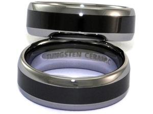Tungsten Carbide Ring With Seamless Black Ceramic Inlay (Forever Polish) Tungsten Carbide Ring With Seamless Black Ceramic Inlay (Forever Polish)