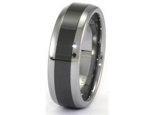 Tungsten Carbide Ring With Seamless Black Ceramic Inlay (Forever Polish) Tungsten Carbide Ring With Seamless Black Ceramic Inlay (Forever Polish)