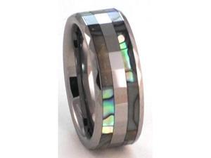 8mm wide faceted tungsten carbide ring with mother of pearl inlays 8mm wide faceted tungsten carbide ring with mother of pearl inlays