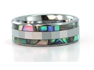 8mm wide faceted tungsten carbide ring with mother of pearl inlays 8mm wide faceted tungsten carbide ring with mother of pearl inlays