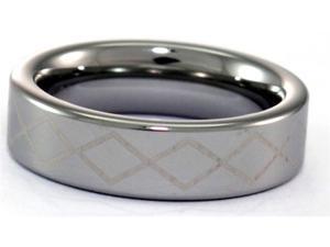 6mm Tungsten Carbide Ring With Laser Cut Diamond Pattern 6mm Tungsten Carbide Ring With Laser Cut Diamond Pattern