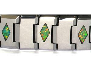 8" x 1/3" Tungsten Carbide Bracelet with inlays of Green PreciousOpal 8" x 1/3" Tungsten Carbide Bracelet with inlays of Green PreciousOpal