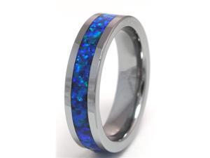 6mm Precious Opal Tungsten Ring with a Brilliant Display Dark Bluer Fire 6mm Precious Opal Tungsten Ring with a Brilliant Display Dark Bluer Fire