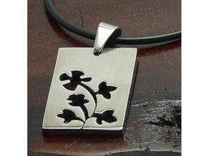 Stainless Steel pendant with Flowers, one side brushed other polished Stainless Steel pendant with Flowers, one side brushed other polished