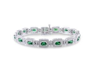 Amour Sterling Silver 10 1/5ct TGW Created Diopside and 1/10ct TDW Diamond Tennis Bracelet (H-I, I2-I3) (7in) Amour Sterling Silver 10 1/5ct TGW Created Diopside and 1/10ct TDW Diamond Tennis Bracelet (H-I, I2-I3) (7in)