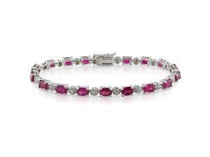 Silver Created Ruby and Diamond Tennis Bracelet Silver Created Ruby and Diamond Tennis Bracelet