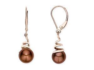 14K Pink Gold 8-9mm Cultured Freshwater Round Chocolate Pearl Earrings 14K Pink Gold 8-9mm Cultured Freshwater Round Chocolate Pearl Earrings