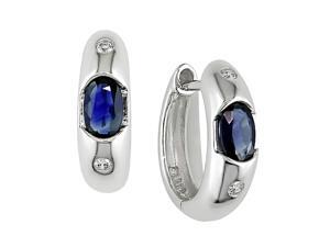 10K White Gold .05 ctw Diamond and Sapphire Earrings I-J,I2-I3 10K White Gold .05 ctw Diamond and Sapphire Earrings I-J,I2-I3