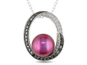 Silver Cranberry Pearl, 1/4ct TDW Diamond Necklace Silver Cranberry Pearl, 1/4ct TDW Diamond Necklace