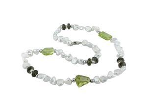 White Keishi Pearls, 8mm Smokey Quartz Bead &Lemon Quartz Nugget 18" Necklace White Keishi Pearls, 8mm Smokey Quartz Bead &Lemon Quartz Nugget 18" Necklace