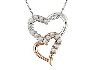 1/2 ct.t.w. Diamond Heart Pendant in 14k White and Pink Gold, I2-I3, GHI 1/2 ct.t.w. Diamond Heart Pendant in 14k White and Pink Gold, I2-I3, GHI