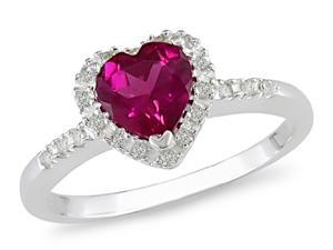 Sterling Silver Created Ruby/ 1/10ct TDW Diamond Ring Sterling Silver Created Ruby/ 1/10ct TDW Diamond Ring