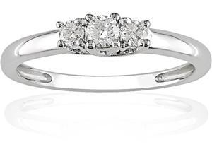 10K White Gold 1/4 ctw Diamond Three-Stone Engagement Ring I-J,I2-I3 10K White Gold 1/4 ctw Diamond Three-Stone Engagement Ring I-J,I2-I3