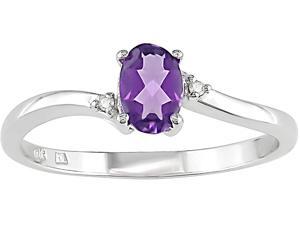Oval Amethyst and Diamond Accent Ring in 10k White Gold Oval Amethyst and Diamond Accent Ring in 10k White Gold