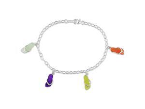 61/2” Silver Chain Bracelet w/ Multi-colored Jade Sandals 61/2” Silver Chain Bracelet w/ Multi-colored Jade Sandals