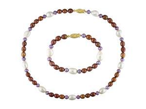 Set of 18” Pearl Necklace & 7” Bracelet w/ Gold Plated Metal Clasp Set of 18” Pearl Necklace & 7” Bracelet w/ Gold Plated Metal Clasp