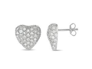 Sterling Silver Heart Shape Round Cubic Zirconia Earrings Sterling Silver Heart Shape Round Cubic Zirconia Earrings