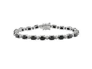 Sterling Silver 0.02ct TDW Diamond and 10 5/8ct TGW Sapphire Bracelet, 7.25" Sterling Silver 0.02ct TDW Diamond and 10 5/8ct TGW Sapphire Bracelet, 7.25"