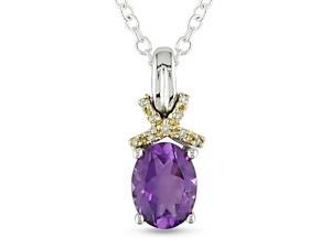 0.04ct Diamond TW and 1ct TGW amethyst Fashion Pendant w/ Chain 10k Yellow Gold 0.04ct Diamond TW and 1ct TGW amethyst Fashion Pendant w/ Chain 10k Yellow Gold